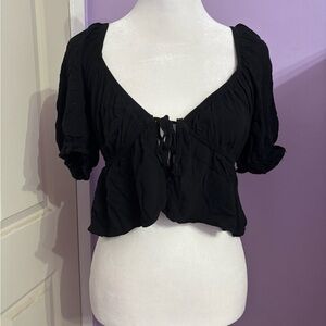 Lottie Moss Black Front Tie Blouse